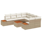Garten-Sofa-Set mit Speicher 9 pcs Beige Poly Rattan