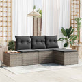 Gartensofa-set mit Kissen 4 pcs Grau Poly Rattan