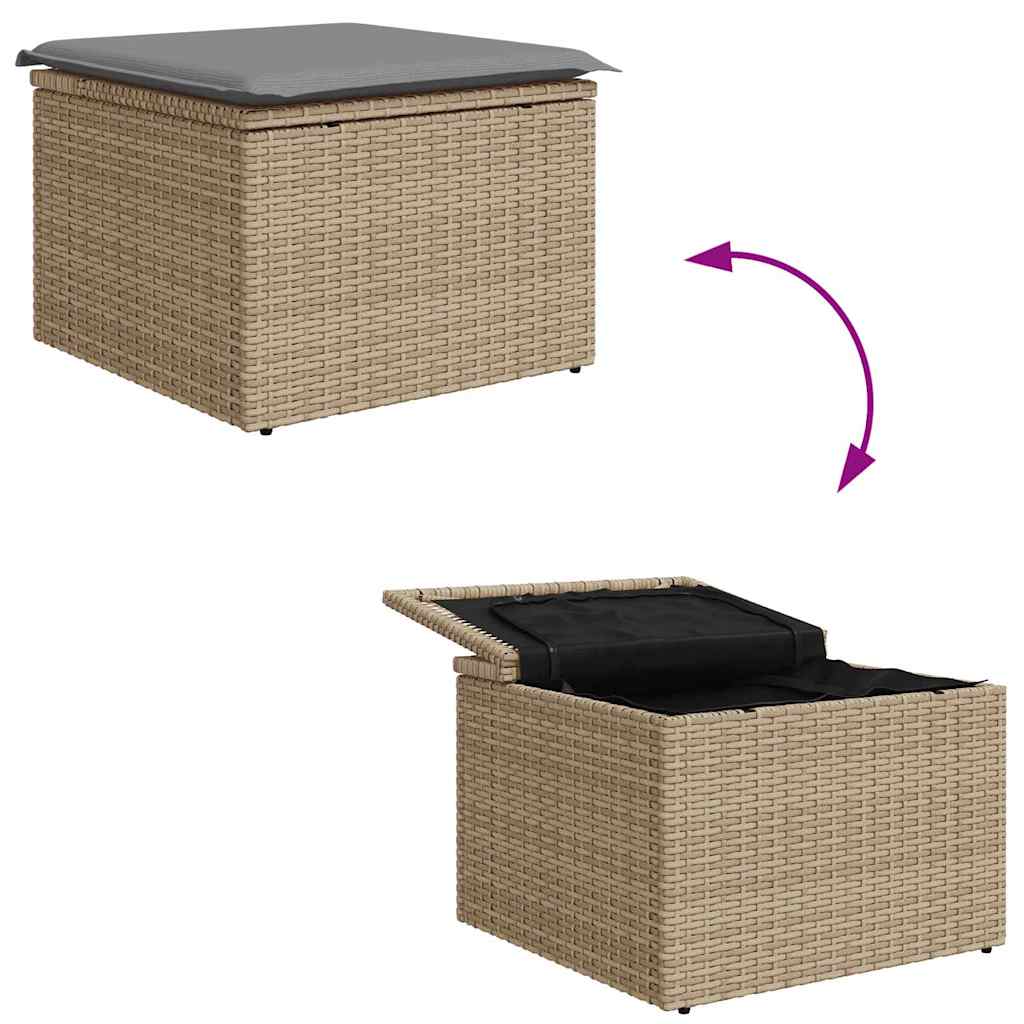 Gartensofa-set mit Kissen 4 pcs Beige und Hellgrau Poly Rattan