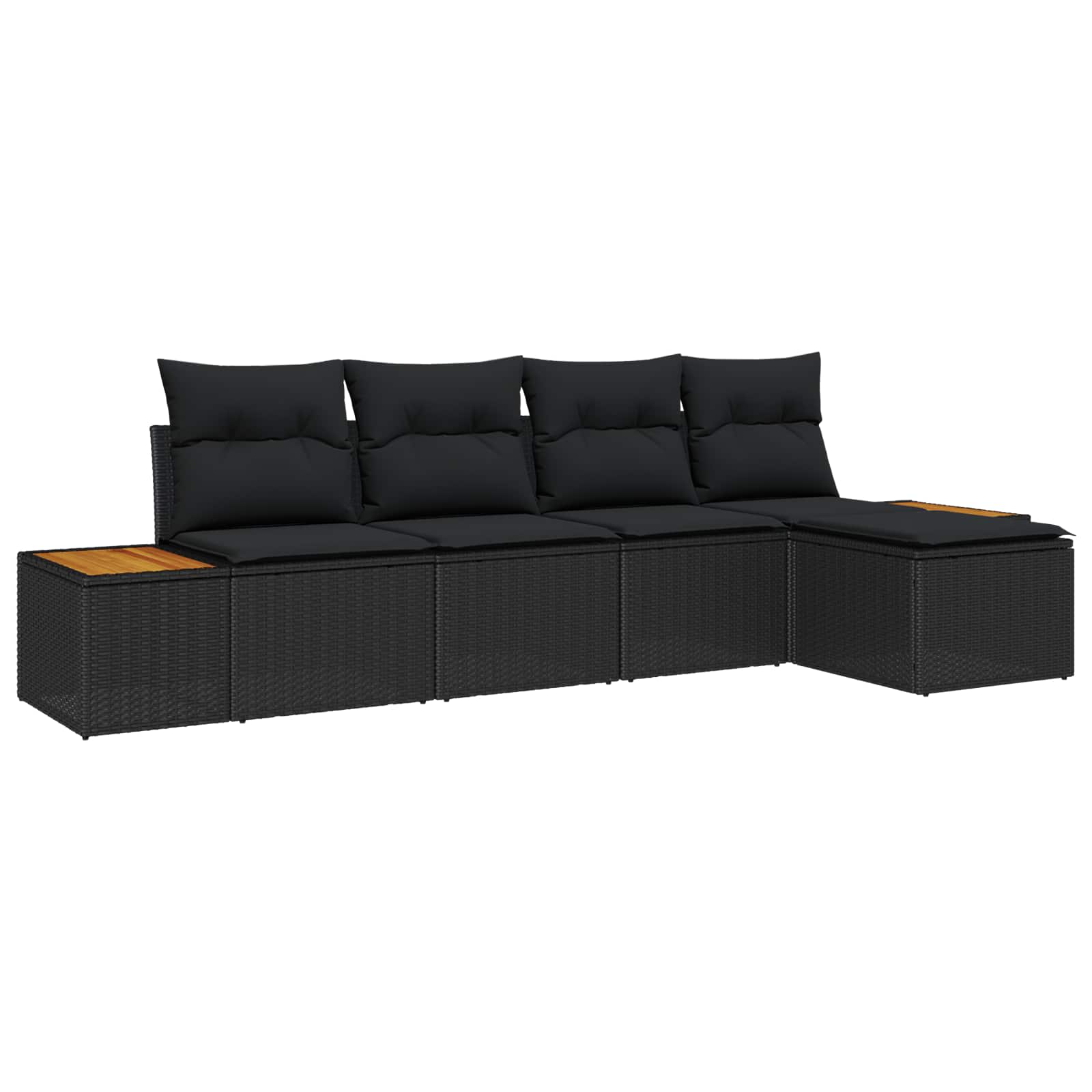 Gartensofa-set mit Kissen mit Speicher 6 pcs Schwarz Polyrattan