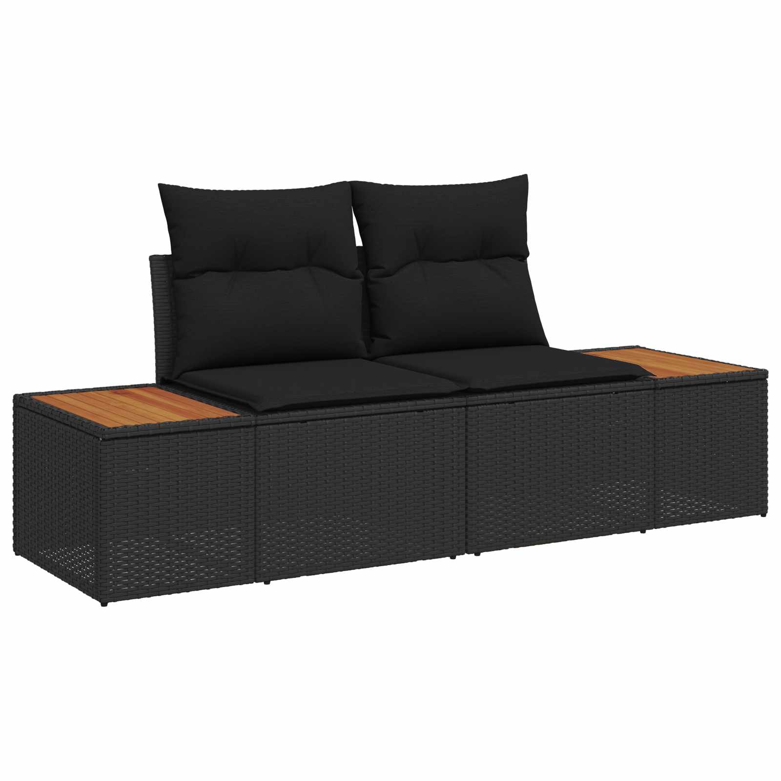 Gartensofa-set mit Kissen mit Speicher 6 pcs Schwarz Polyrattan