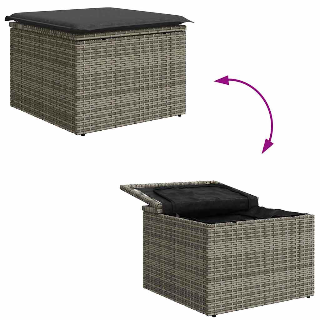 Gartensofa-set mit Kissen mit Speicher 6 pcs Grau Polyrattan