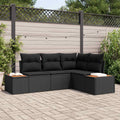 Gartensofa-set mit Kissen mit Speicher 4 pcs Schwarz Polyrattan