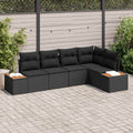 Garten-Sofa-Set mit Kissen 5 pcs Schwarz Poly Rattan