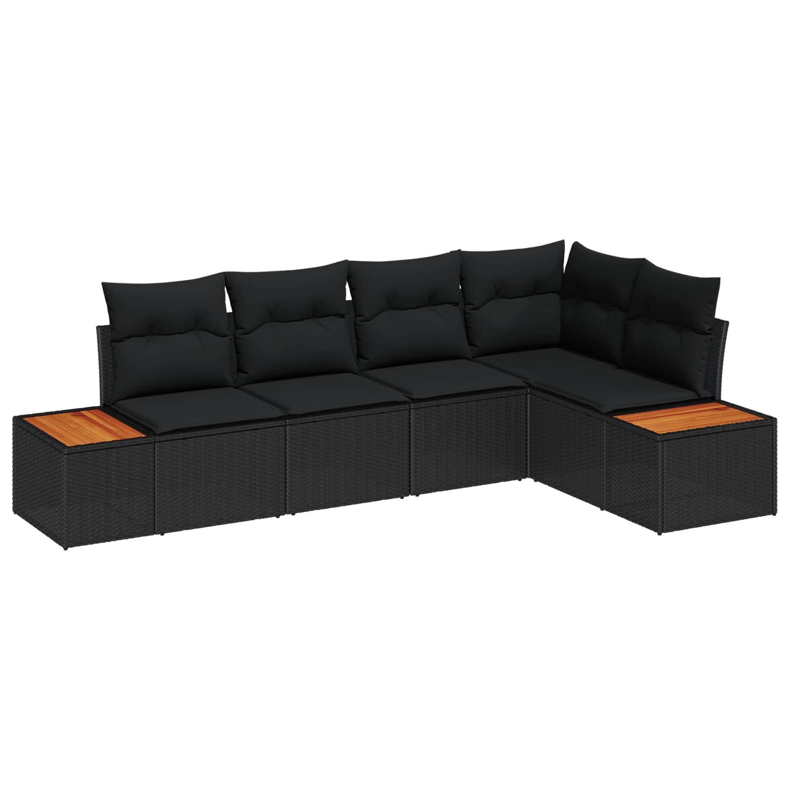 Garten-Sofa-Set mit Kissen 5 pcs Schwarz Poly Rattan