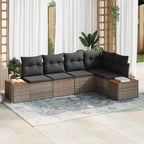 Garten-Sofa-Set mit Kissen mit Speicher 5 pcs Grau Poly Rattan