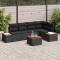 Garten-Sofa-Set mit Kissen 6 pcs Schwarz Poly Rattan