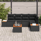 Garten-Sofa-Set mit Kissen 6 pcs Schwarz Poly Rattan