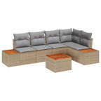 Garten-Sofa-Set mit Kissen 6 pcs Beige und Hellgrau Poly Rattan