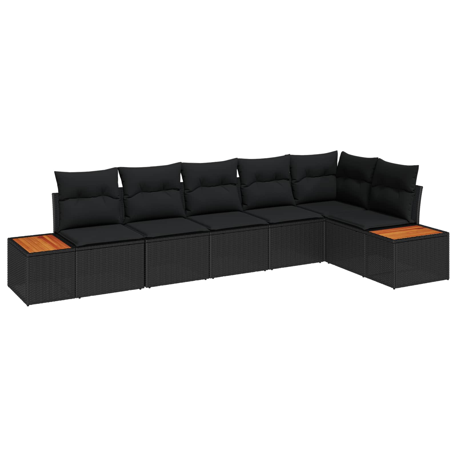 Gartensofa-set mit Kissen mit Speicher 6 pcs Schwarz Polyrattan