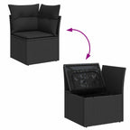 Gartensofa-set mit Kissen mit Speicher 6 pcs Schwarz Polyrattan