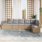 Gartensofa-set mit Kissen 6 pcs Beige und Hellgrau Polyrattan