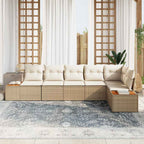 Gartensofa-set mit Kissen 6 pcs Beige und Creme Polyrattan