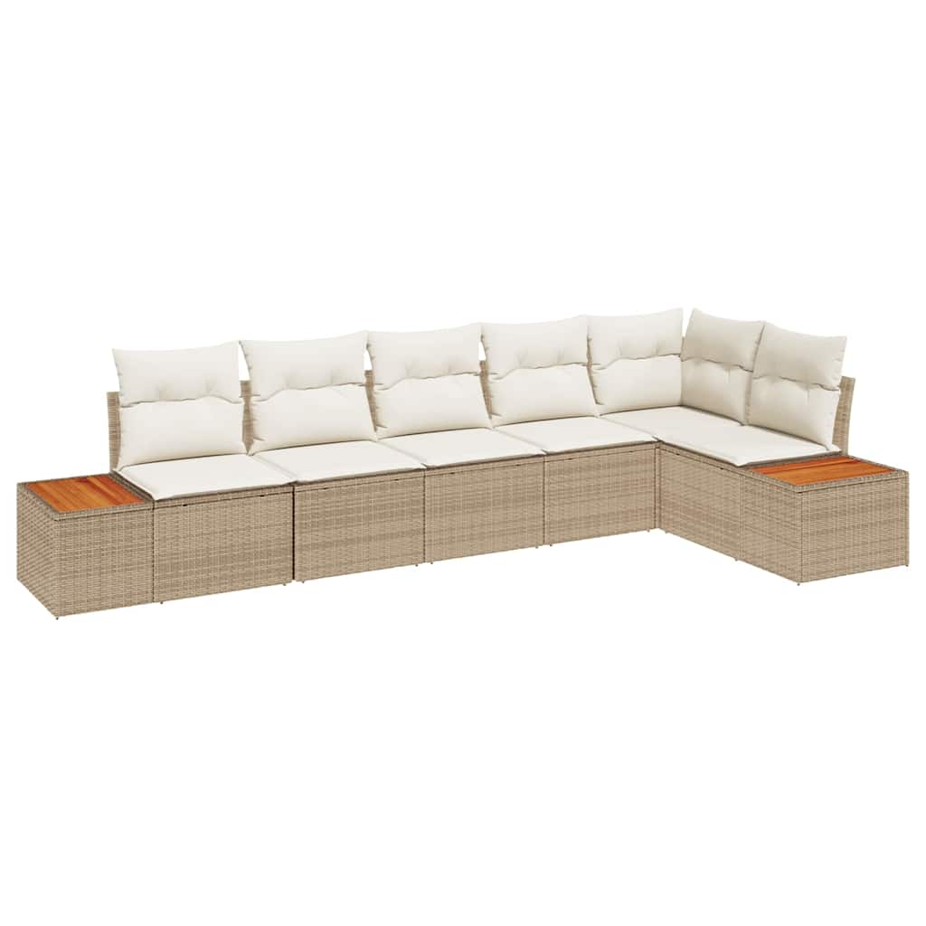 Gartensofa-set mit Kissen 6 pcs Beige und Creme Polyrattan