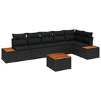 Gartensofa-set mit Kissen mit Speicher 6 pcs Schwarz Polyrattan