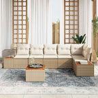 Gartensofa-set mit Kissen 6 pcs Beige und Creme Polyrattan