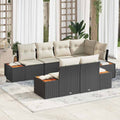 Gartensofa-set mit Kissen 7 pcs Schwarz und Creme Polyrattan