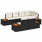 Gartensofa-set mit Kissen 7 pcs Schwarz und Creme Polyrattan