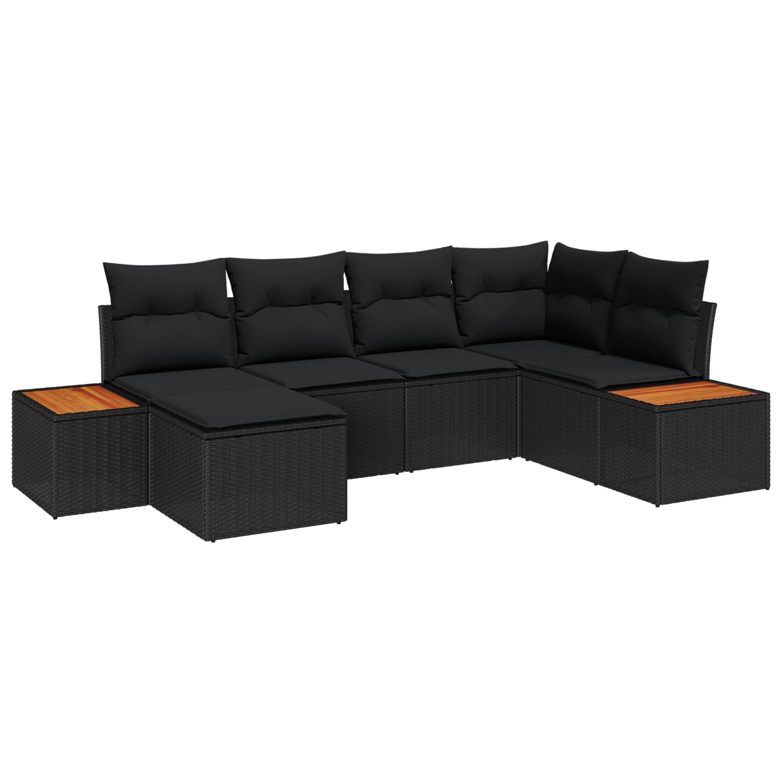 Gartensofa-set mit Kissen mit Speicher 7 pcs Schwarz Polyrattan