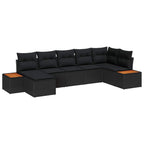 Gartensofa-set mit Kissen mit Speicher 8 pcs Schwarz Polyrattan