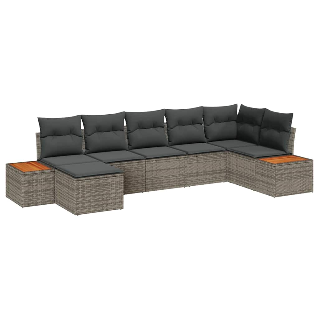 Gartensofa-set mit Kissen mit Speicher 8 pcs Grau Polyrattan