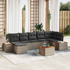 Gartensofa-set mit Kissen mit Speicher 8 pcs Grau Polyrattan