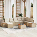 Gartensofa-set mit Kissen 9 pcs Beige und Creme Polyrattan