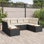 Gartensofa-set mit Kissen 6 pcs Schwarz und Creme Polyrattan