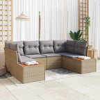 Gartensofa-set mit Kissen 6 pcs Beige und Hellgrau Polyrattan