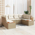 Gartensofa-set mit Kissen 6 pcs Beige und Creme Polyrattan