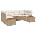 Gartensofa-set mit Kissen 6 pcs Beige und Creme Polyrattan