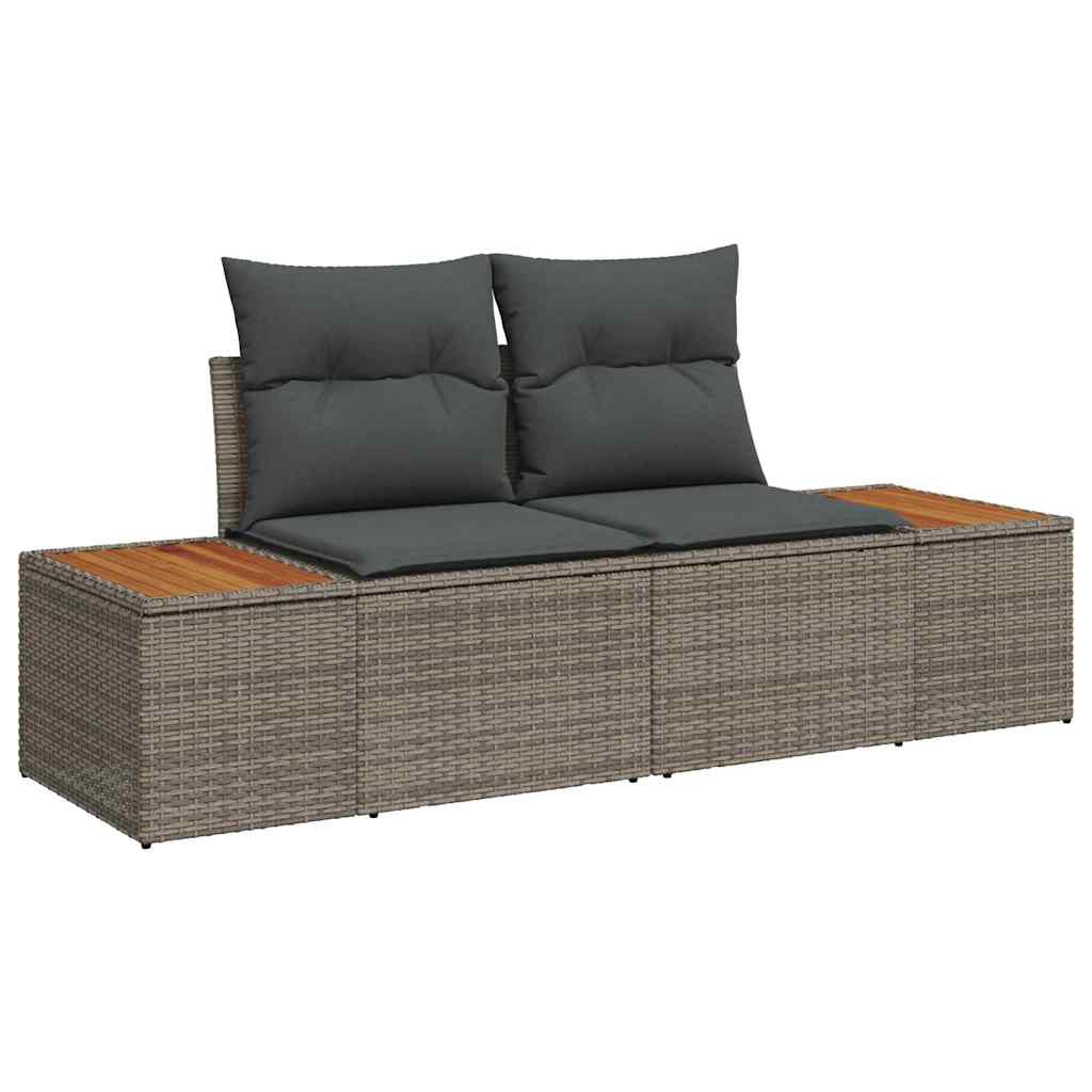 Gartensofa-set mit Kissen mit Speicher 7 pcs Grau Polyrattan