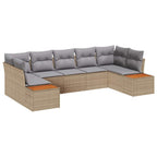 Gartensofa-set mit Kissen 7 pcs Beige und Hellgrau Polyrattan