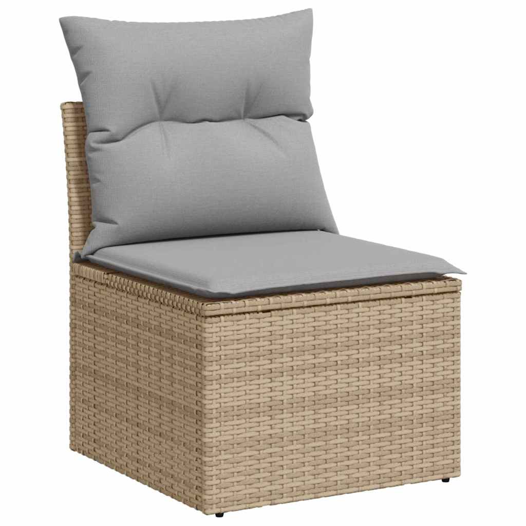 Gartensofa-set mit Kissen 7 pcs Beige und Hellgrau Polyrattan