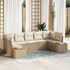 Gartensofa-set mit Kissen 7 pcs Beige und Creme Polyrattan