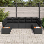 Gartensofa-set mit Kissen mit Speicher 5 pcs Schwarz Polyrattan