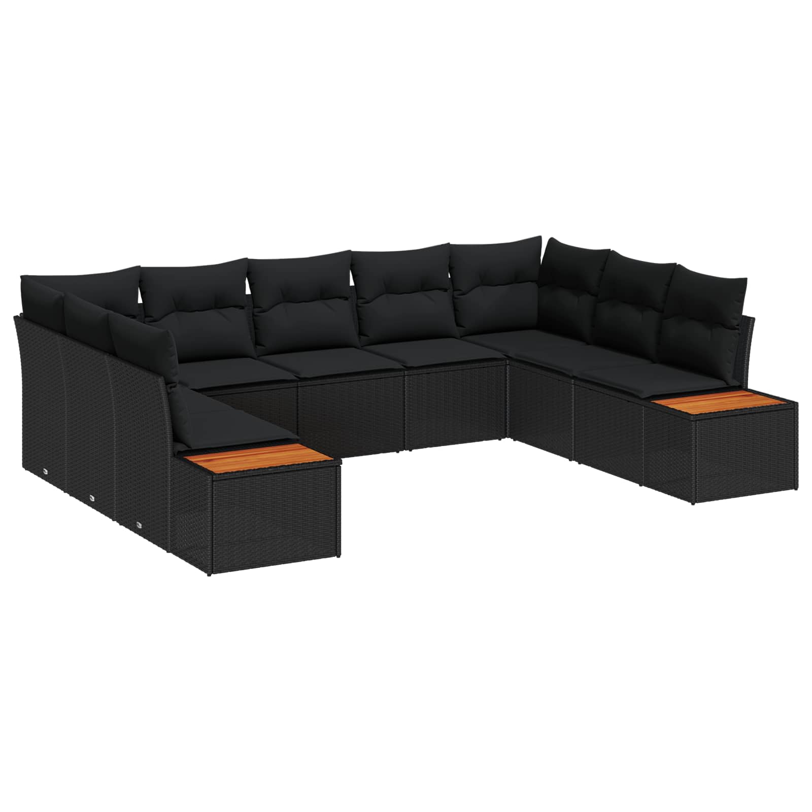 Gartensofa-set mit Kissen mit Speicher 5 pcs Schwarz Polyrattan
