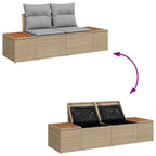Gartensofa-set mit Kissen 5 pcs Beige und Hellgrau Polyrattan
