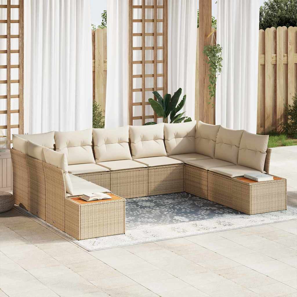 Gartensofa-set mit Kissen 5 pcs Beige und Creme Polyrattan