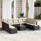 Gartensofa-set mit Kissen 5 pcs Schwarz und Creme Polyrattan