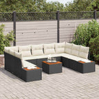 Gartensofa-set mit Kissen 5 pcs Schwarz und Creme Polyrattan