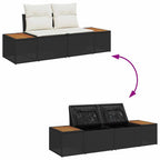 Gartensofa-set mit Kissen 5 pcs Schwarz und Creme Polyrattan