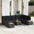 Gartensofa-set mit Kissen mit Speicher 5 pcs Schwarz Polyrattan