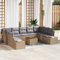 Gartensofa-set mit Kissen 5 pcs Beige und Hellgrau Polyrattan