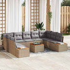 Gartensofa-set mit Kissen 5 pcs Beige und Hellgrau Polyrattan