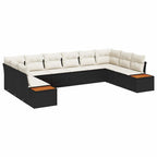 Gartensofa-set mit Kissen 10 pcs Schwarz und Creme Polyrattan