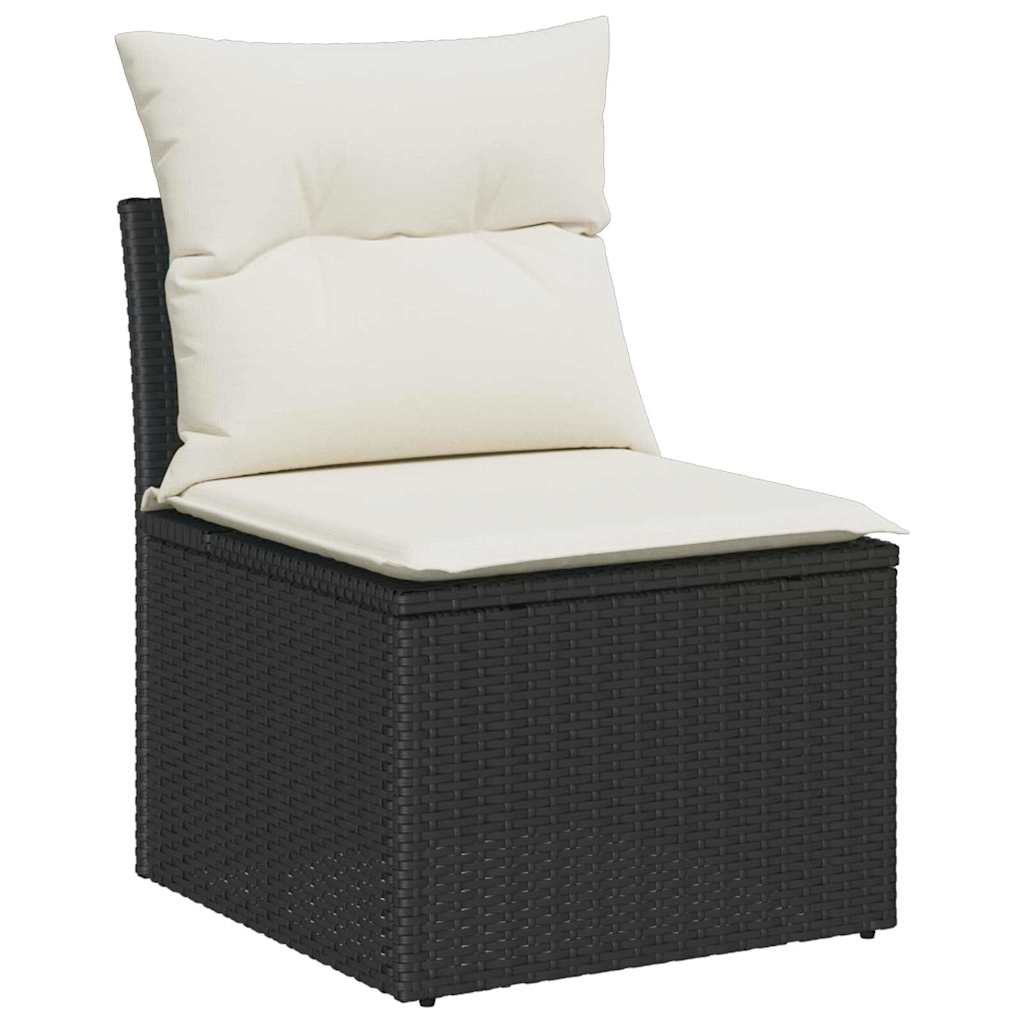 Gartensofa-set mit Kissen 5 pcs Schwarz Poly Rattan