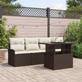 Gartensofa-set mit Kissen mit Speicher 5 pcs Braun Poly Rattan