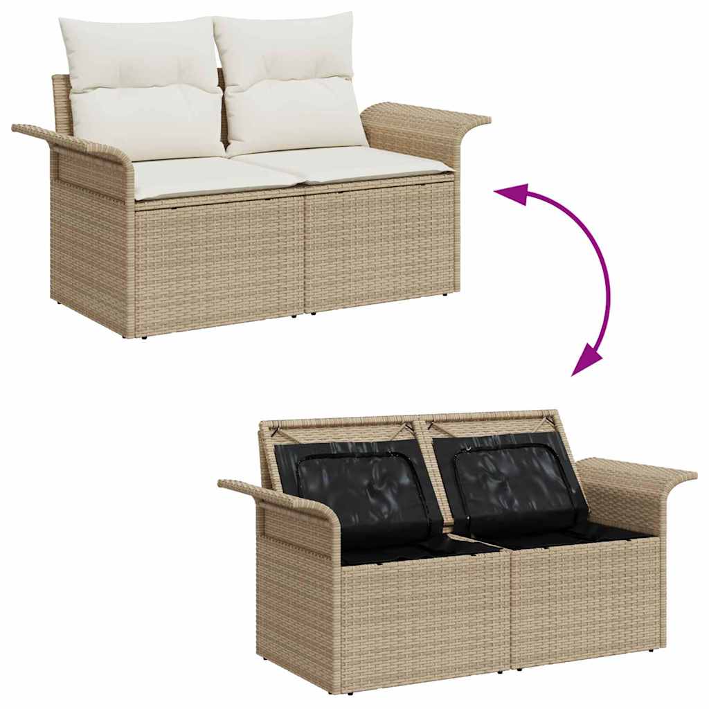 Gartensofa-set mit Kissen mit Speicher 5 pcs Beige Poly Rattan