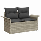 Gartensofa-set mit Kissen 5 pcs Hellgrau Poly Rattan